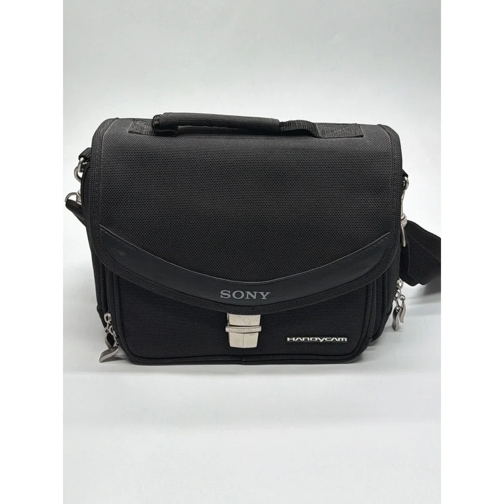 Sony Handycam Camera Bag Black Nylon Padded Shoulder Strap‎ Video Case Messenger